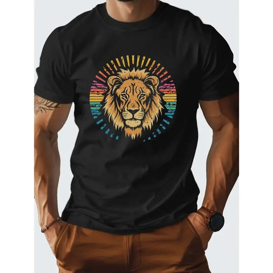 Vintage colors sunset lion G500 pure cotton men's T-shirt comfort fit Made in USA