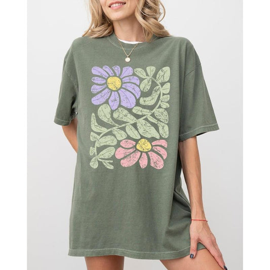 Vintage, Gorgeous Abstract Flowers, Boho Floral Design, Summer Vibes, Gardening, Festival, Nature Shirt, Women's Comfort Color Tee, Tshirt