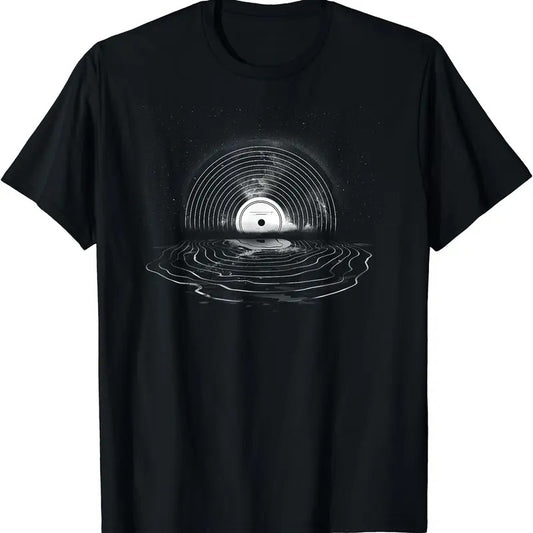 Vinyl Music Vinyl Moon Vinyl Record Lovers Collectors T-Shirt | Unisex Cotton Tee, Short Sleeve, Crewneck, Size S-5XL