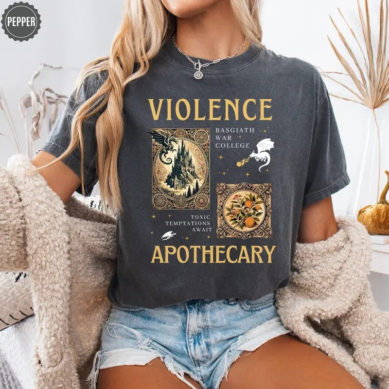 Violence Apothecary Shirt, Fourth Wing Sweatshirt, Basgiath War College Shirt, Violet Sorrengail, Riorson House Gift, Xaden Riorson