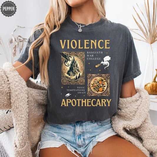 Violence Apothecary Shirt, Fourth Wing Sweatshirt, Basgiath War College Shirt, Violet Sorrengail, Riorson House Gift, Xaden Riorson
