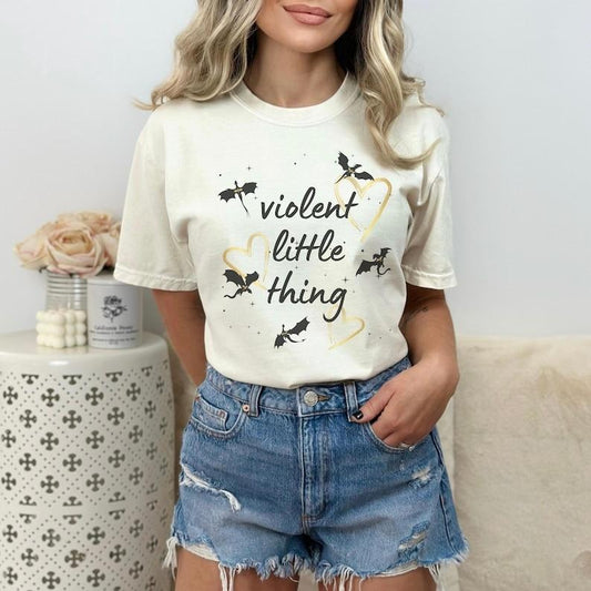 Violent Little Thing Bookish Shirt Dragon Booktok Fandom Tshirt Romantasy Quote T-shirt Bookish Gift for Her Bookstagram Smut Merch