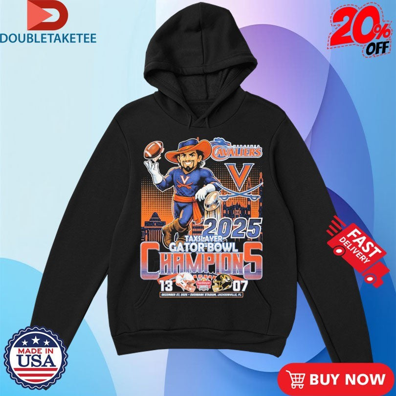 Virginia Cavaliers 13-07 Defeat Mizzou Tigers 2025 Taxslayer Gator Bowl Champions Mascot T-shirts