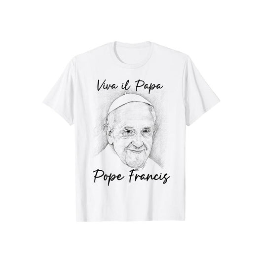 Viva Il Papa Pope Francis T-Shirt Crew Neck Short Sleeve T-Shirt Tops Trendy for Unisex