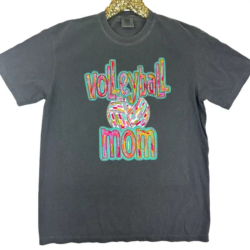 Volleyball Brushstroke Mom Comfort Colors T-Shirt Hoodie, Sweatshirt | DripVista.com