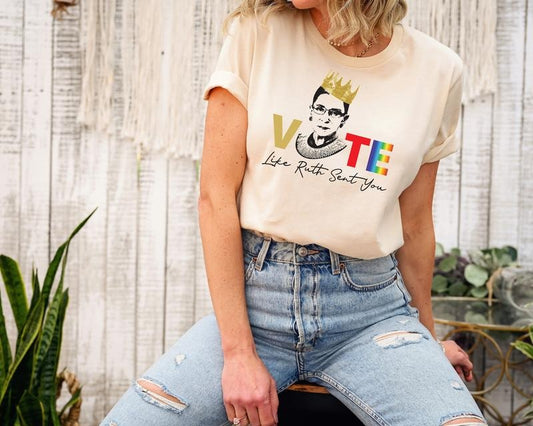 Vote Like Ruth Sent You Tshirt, Trendy Electiion 2024 Shirt, Ruth Bader Ginsburg, Empowering Politiical Tee, Feminist Gifts, Unisex T-Shirt, Gifts For Men Women, Short Sleeve Tee Shirt, Gifts For Birthday Fathers Day Christmas Anniversary