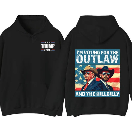 Voting For The Outlaw And The Hillbilly 2024 Election Shirt, Trump Vance 2024 T-Shirt, Sweatshirt & Hoodie, Funny Political Gift for Men and Women
