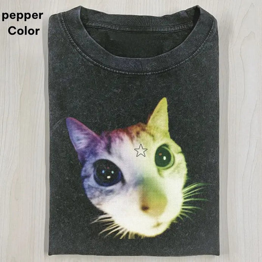 WACKY CAT Baby Tee, Cat Meme Crop Top, Funny Crop Top, Unisex Meme Cringe Funny Dumb Shirt, Menswear Womenswear Streetwear