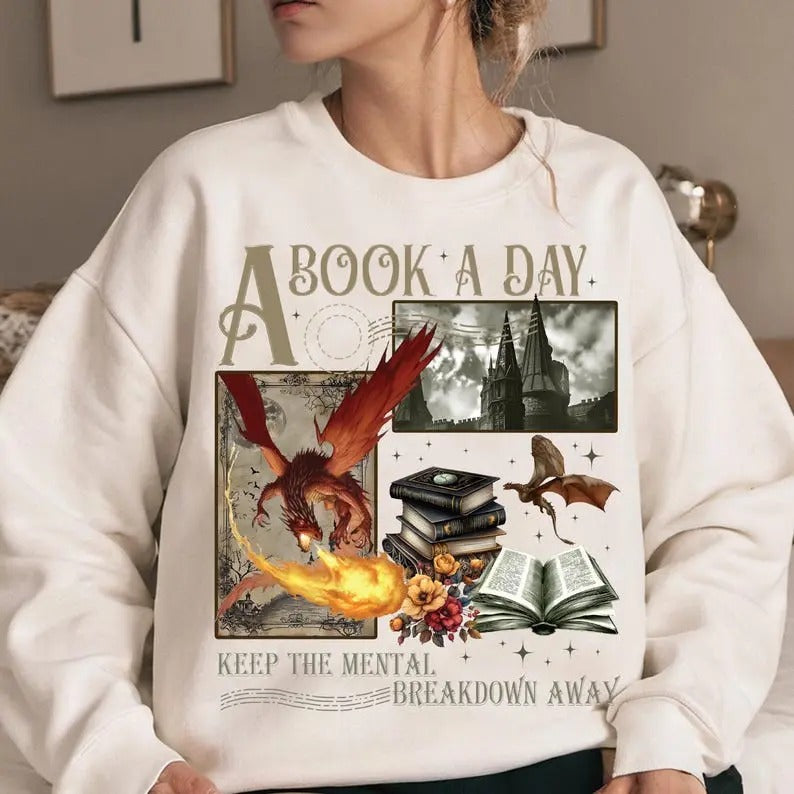 WB shield Book WB shield Day Keeps Mental Breakdown Away Sweatshirt, Fantasy Book Sweatshirt T-Shirts, Hoodie | DripVista.com