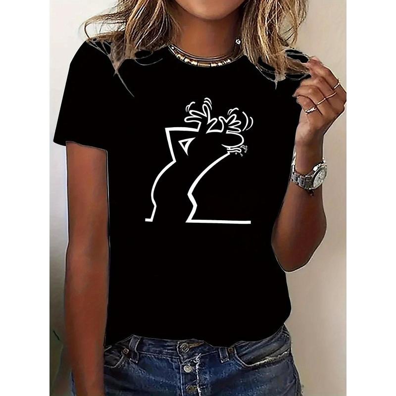 WB shield Loose-Fitting Round-Neck Short-Sleeve Sports T-Shirt for Women, Featuring Unusual Cartoon Designs, Perfect for...