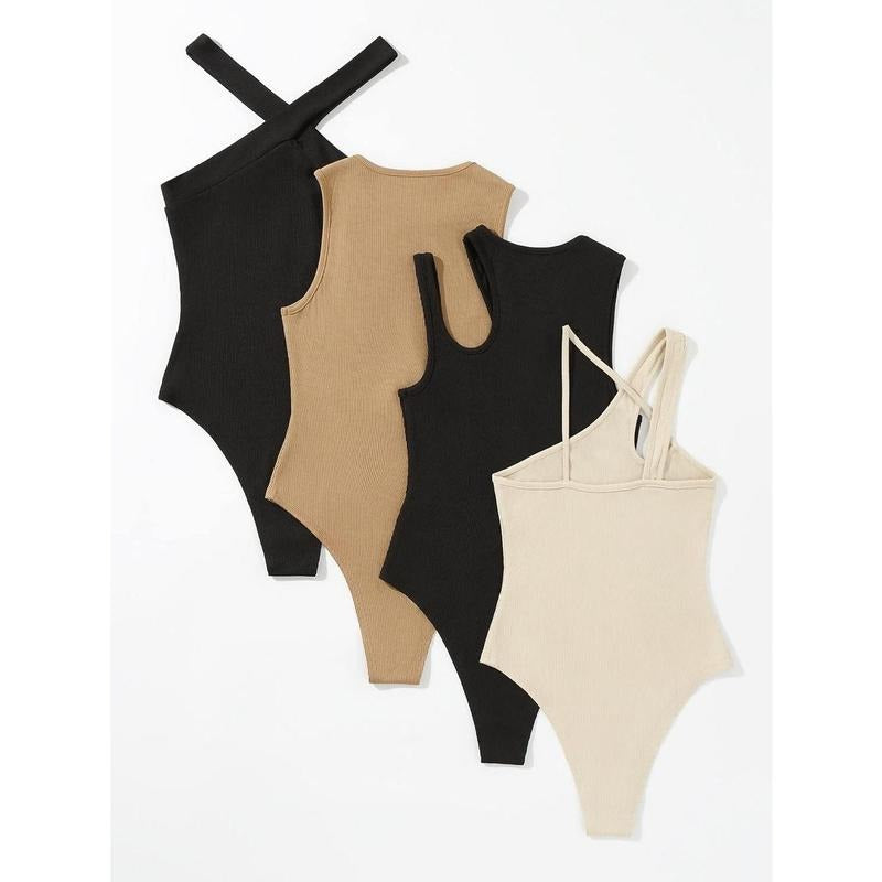 WB shield Straw hat pirates Bodysuits Casual Solid Sleeveless Ribbed Knit Shapewear Tank Top Bodysuits FOG Womenswear...