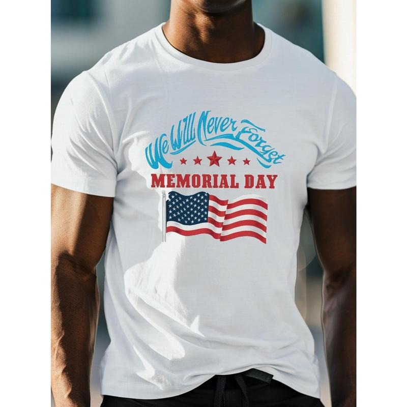 WE WILL NEVER FORGET MEMORIAL DAY Patriotic American Flag Men'WB shield T-Shirt - Sweat-Wicking Moisture-Wicking Fabric,...