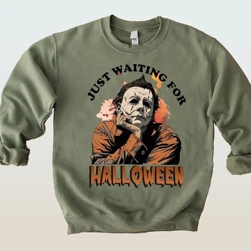 Waiting For Halloween Like SweatShirt, Funny Halloween Unisex Short Sleeve Tee, Spooky Season Shirt, Halloween Gift, Spooky Season Shirt, Adult Halloween Shirt, Halloween Fall Sweatshirt, Halloween Party 2024 Shirts