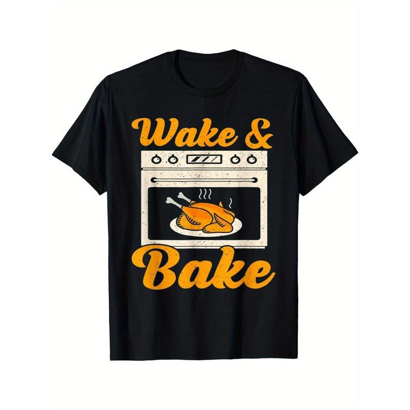Wake Bake Turkey Feast Meal Dinner Chef Funny Thanksgiving men T-Shirt made in usa