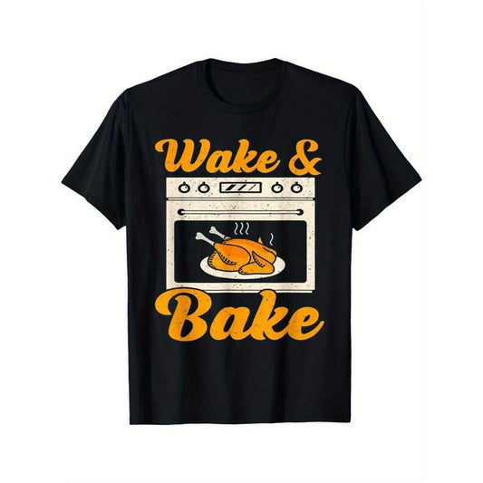 Wake Bake Turkey Feast Meal Dinner Chef Funny Thanksgiving men T-Shirt made in usa