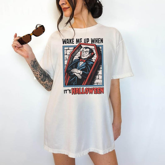Wake Me Up When it's Halloweenm- Unisex T-Shirt, Funny Tee, Comfortable Shirt, Hallowen Theme