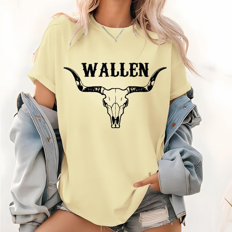 Wallen Skull Print Lightsaber brand shirt, Country Concert Leopard Tops, Unisex Garment-Dyed Pattern Lightsaber...