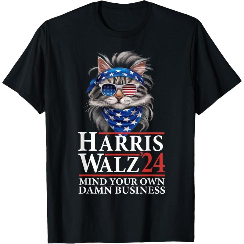 Walz Mind Your Own Damn Business Harris Waltz Cat Lady T-Shirt made in usastyle{n002}3 Hoodie, Sweatshirt | DripVista.com