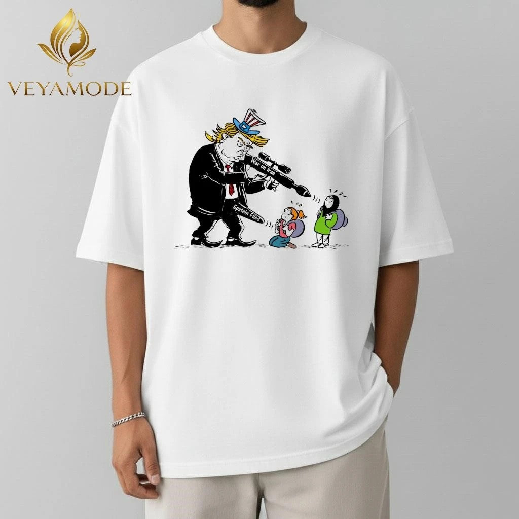 War on Iran Epstein files Trump sniper tee