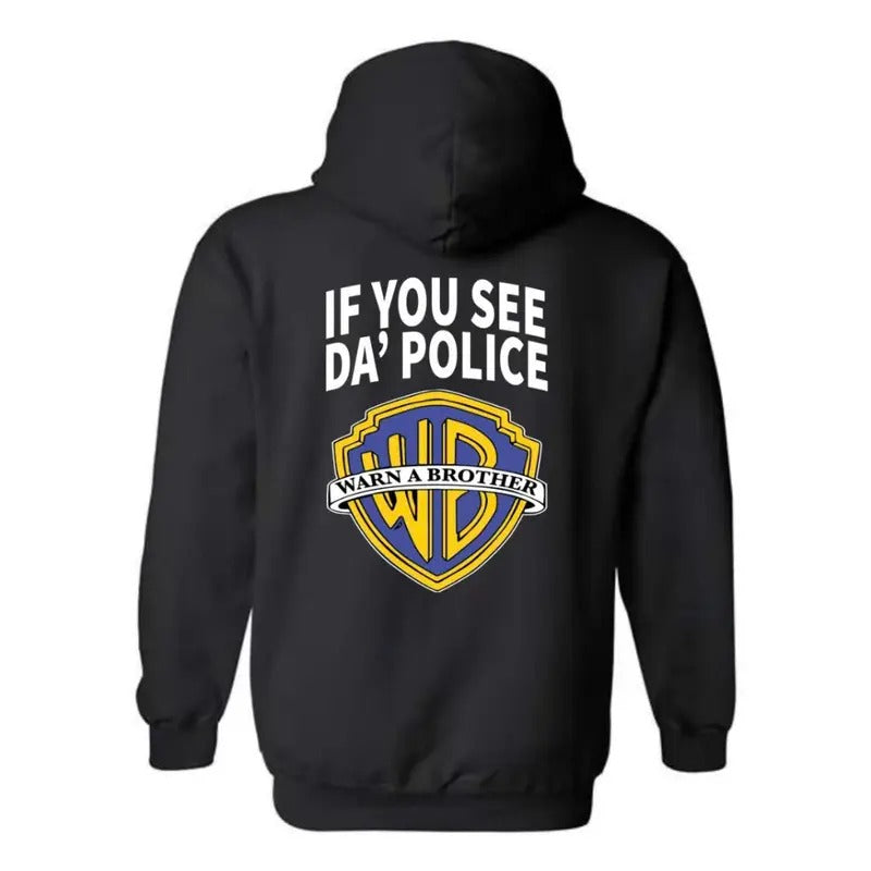 "Warn A Brother" Hoodie - Playful Pop Culture Twist on Iconic Logo Menswear, Unisex Hoodie, Casual Hoodie, Trendy Hoodie Tops Long Sleeve