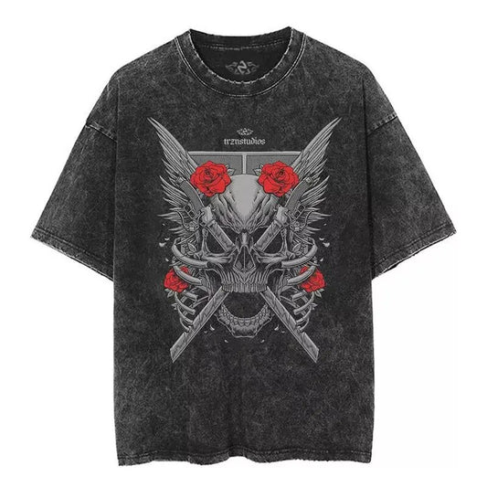 Wash Vintage T-shirt Attack On Titan Tee Oversize Casual Short Sleeves Cotton Menswearstyle{n002}2