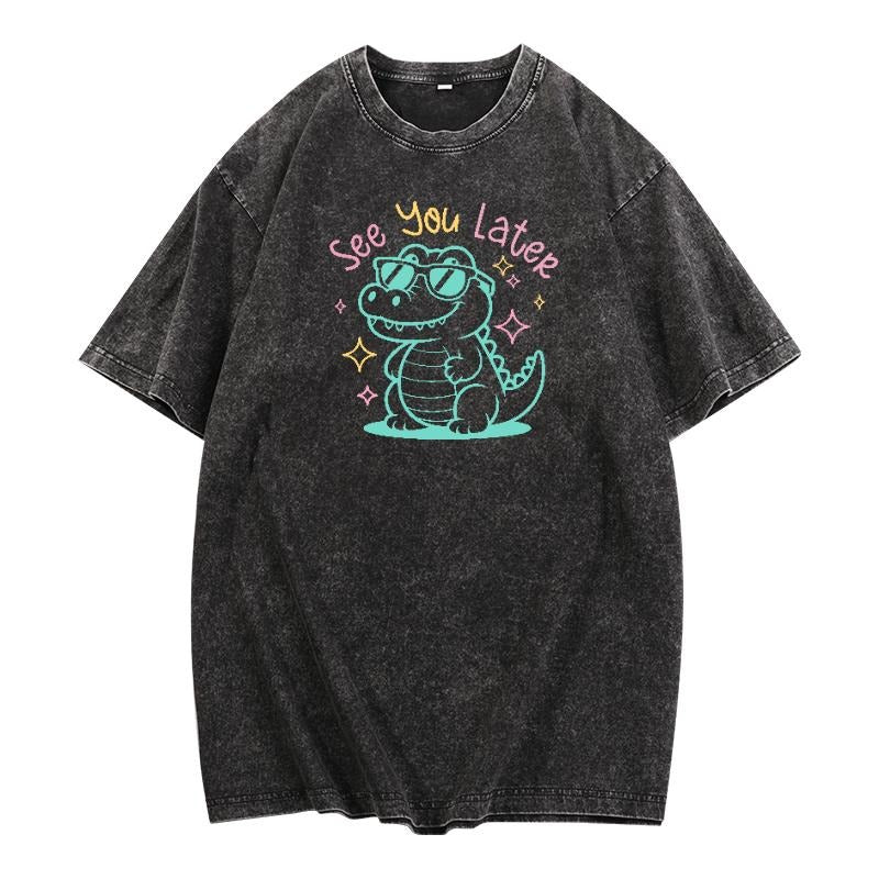 Washed Lightsaber brand - Shirt: Embrace Playfulness with 'See You Later' Crocodile Print Hoodie, Sweatshirt | DripVista.com