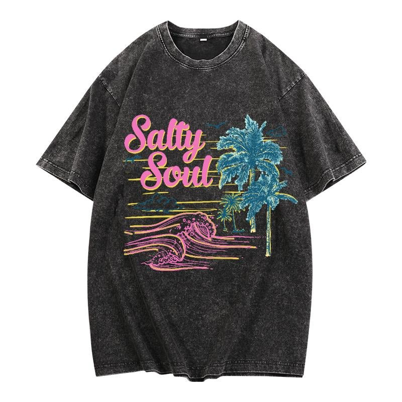 Washed Lightsaber brand - Shirt Featuring "Salty Soul" Design: WB shield Trendy Tribute Hidden leaf ninja TNF Ocean - loving Lifestyle