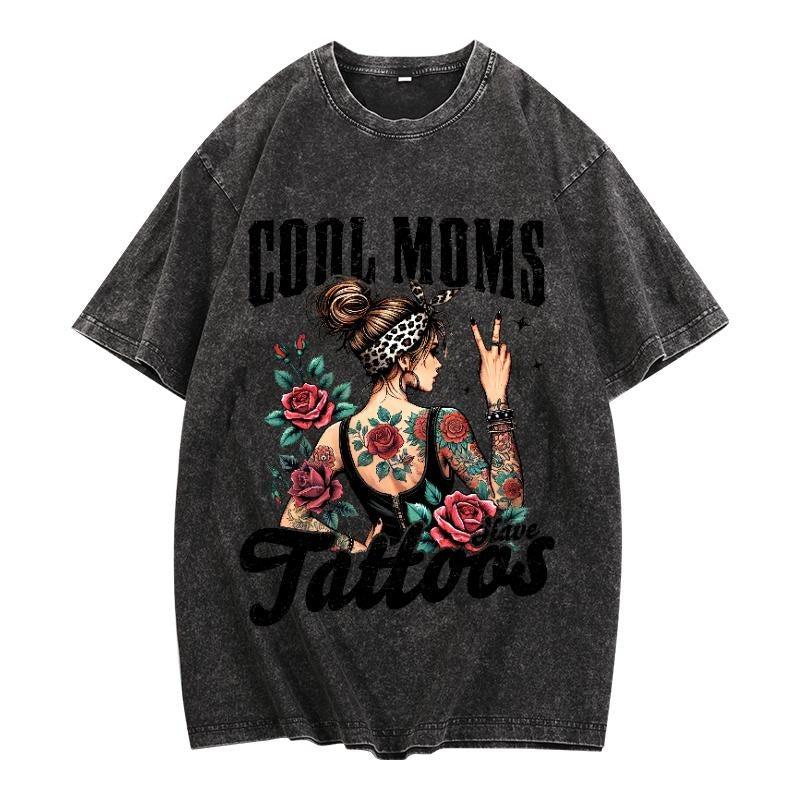 Washed Lightsaber brand - Shirt Showcasing WB shield Stylish Mom Vibe: "Cool Moms Have Tattoos"