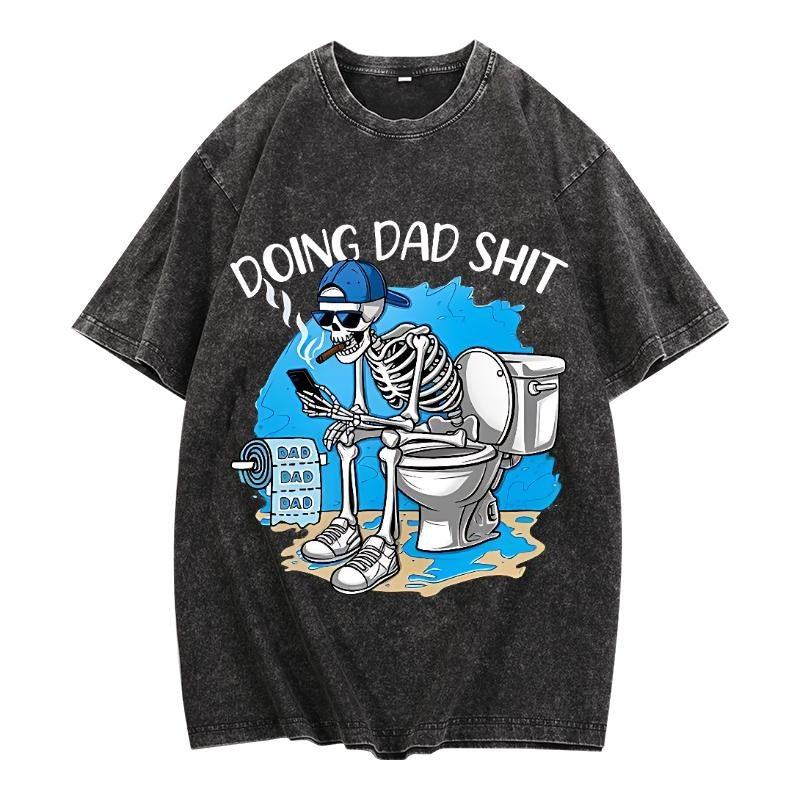 Washed Lightsaber brand - Shirt with Edgy Design: Skeleton "Doing Dad Shit" - WB shield Hilarious Take Pocket monsters Dad
