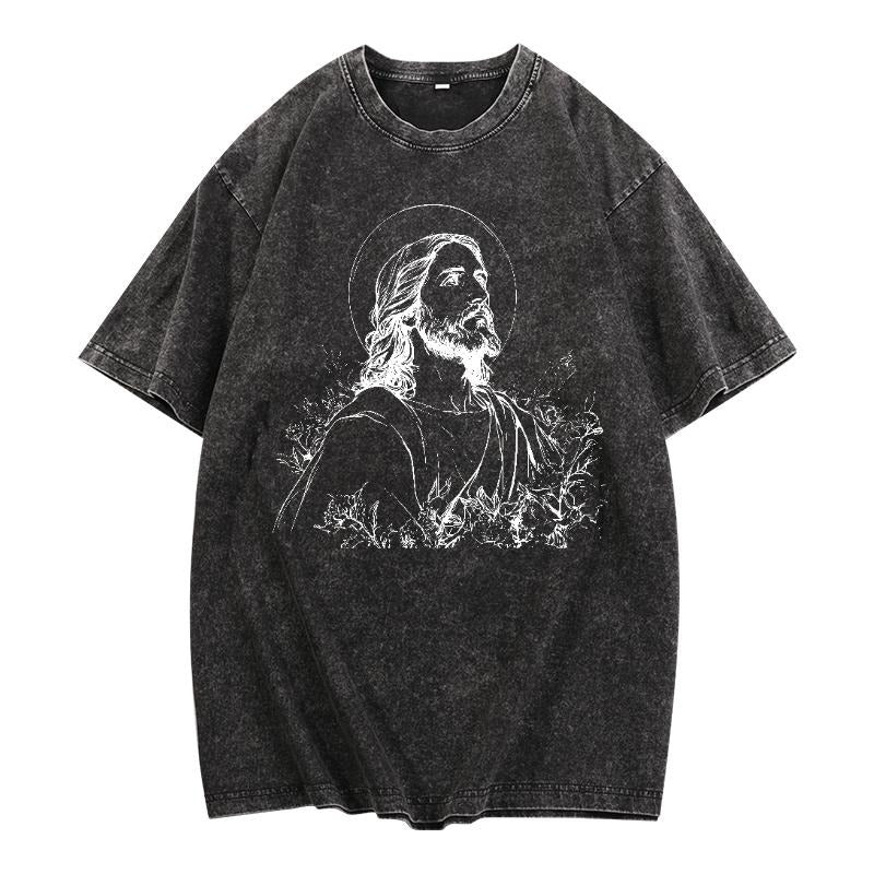 Washer - Finished Lightsaber brand - Shirt with Intricate Line Art FOG Halo - Adorned Figure Gunpla brand Floral Details - WB shield Reverent Fashion Statement