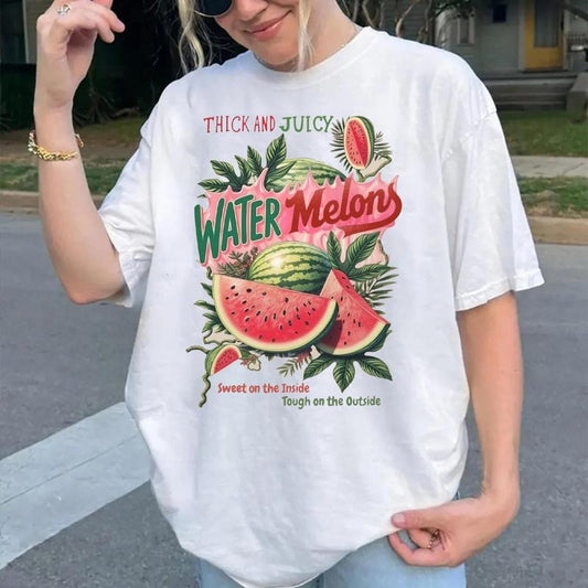 Watermelon Commercial Graphic Shirt, Fruit Label Tee for Fruit Lovers