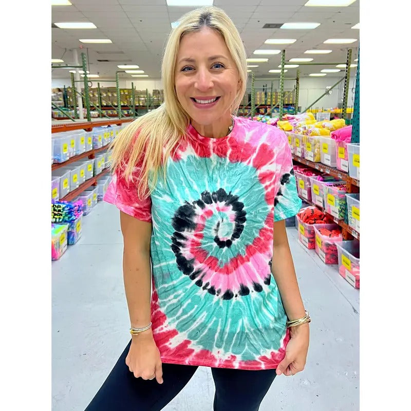 Watermelon Mint Swirl Tie-Dye Tee - Blank Hoodie, Sweatshirt | DripVista.com