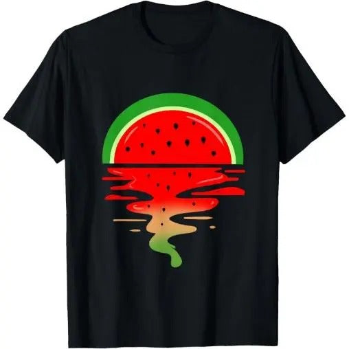 Watermelon Vaporwave Sunset T-Shirt Made in USA Hoodie, Sweatshirt | DripVista.com