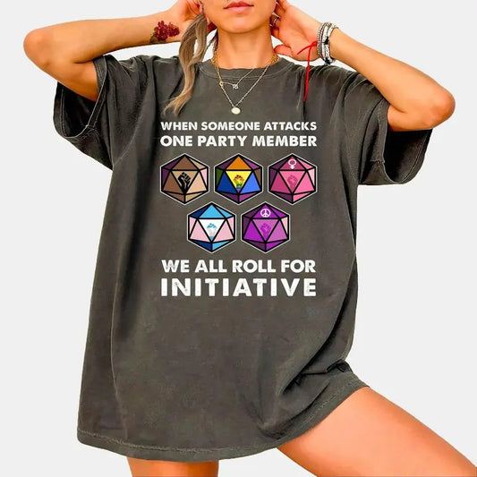 We All Roll For Initiative Shirt, Dunge0ns and Drag0ns Shirt, Meme Tee, Vintage Style Sweatshirt, Game Master Hoodie, Gamer Shirt