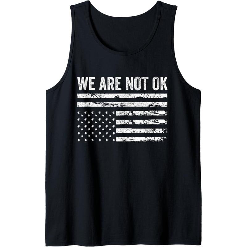 We Are Not Ok Upside Down Flag Tank Top made in USA T-Shirts, Hoodie, Sweatshirt | DripVista.com