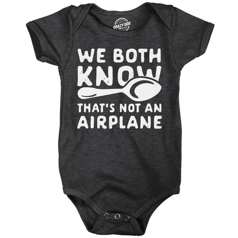 We Both Know Thats Not An Airplane Baby Bodysuit Funny Sarcastic Graphic Novelty Jumper for Infants Funny Baby Onesies...