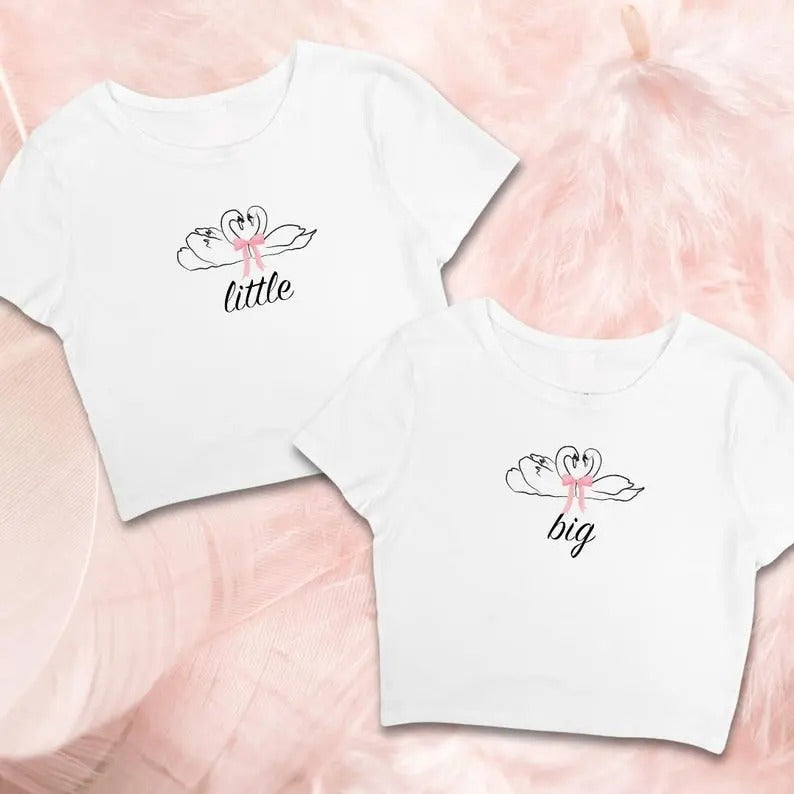We Should Stick Together Big & Little Baby Tee, Swan Bird Feather Aesthetic Sorority Reveal, Trendy Family Baby Tee, Gift For Her, Classic Fabric