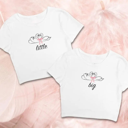 We Should Stick Together Big & Little Baby Tee, Swan Bird Feather Aesthetic Sorority Reveal, Trendy Family Baby Tee, Gift For Her, Classic Fabric
