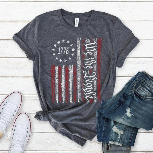 We The People Shirt, Patriotic Shirts For Women Man, Vintage USA Flag Shirt, 1776 Flag T-Shirt, History Shirt, Labor Day Shirt