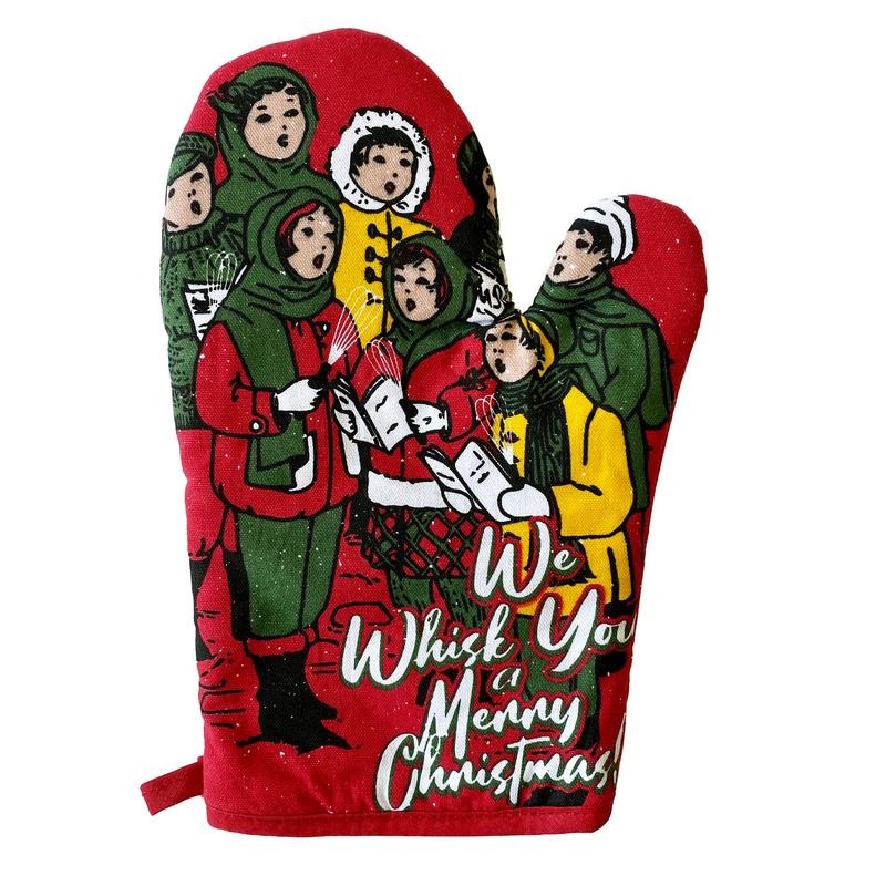 We Whisk You A Merry Christmas Oven Mitt Funny Holiday Baking Novelty Kitchen Glove Funny Graphic Kitchenwear Christmas ...