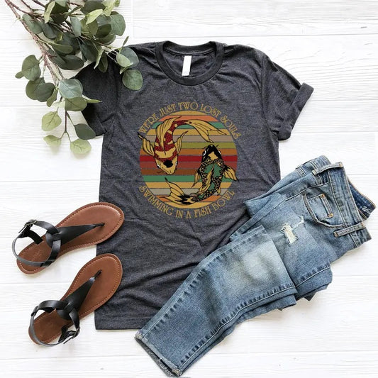 We're Just Two L0st Souls Swimming In A Fish Bowl Shirt, Pjnk Fl0yd Shirt, Rock Music Lyrics Shirt, Classic Rock Shirt, Fish Lover Gift, Mom