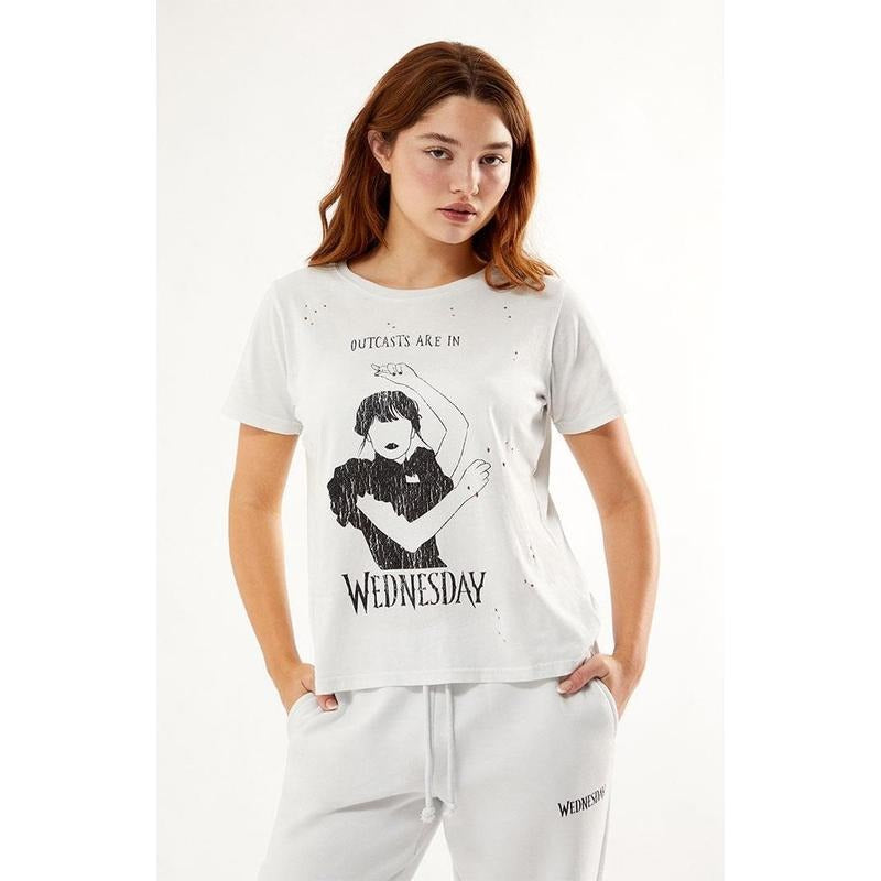 Wednesday Women's Let's Dance Distressed T-Shirt Hoodie, Sweatshirt | DripVista.com