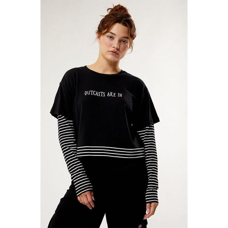 Wednesday Women's Outcasts Are In Long Sleeve T-Shirt Hoodie, Sweatshirt | DripVista.com