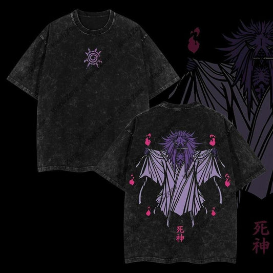 Weeb Zone Acid Washed T-Shirt Death Reaper Seal Uzumaki Naruto Anime Double Printed Lightweight Acid Washed Tee, Clean Look, Goes