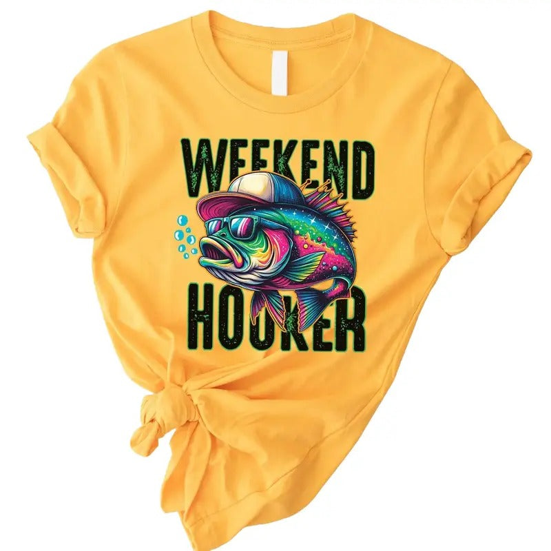 Weekend Hooker Shirt, Fishing Shirt, Lake Vibes Shirt, Bass Fish, Dad Fishing Shirt, Fishing Outfit, Camping Shirt,...