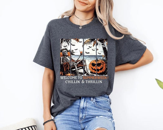 Welcome to Summerween Halloween Unisex T-Shirt, Graphic Tees for Women & Men, Oversized Cotton Tees,  Autumn Wear