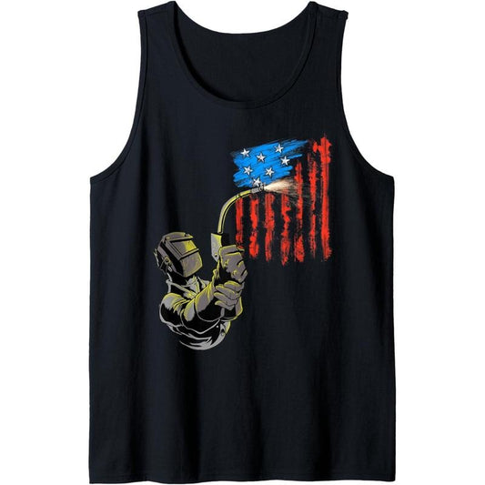 Welder American Flag USA Patriotic Welder Gift Proud Welder Tank Top