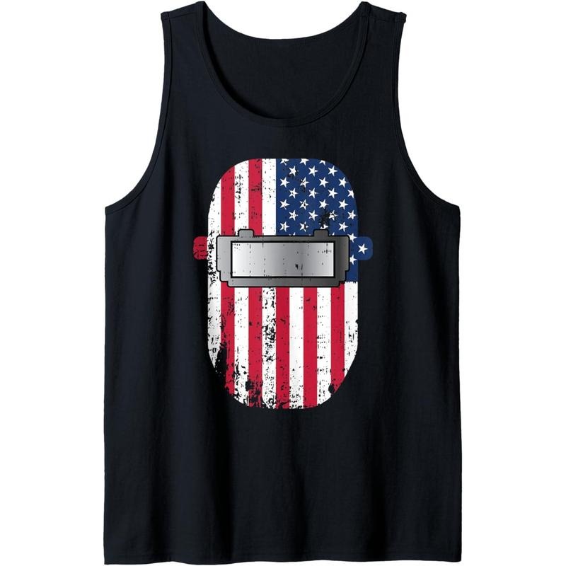 Welder Mask USA Flag Patriotic Welding Helmet Welder Gift Tank Top T-Shirts, Hoodie, Sweatshirt | DripVista.com