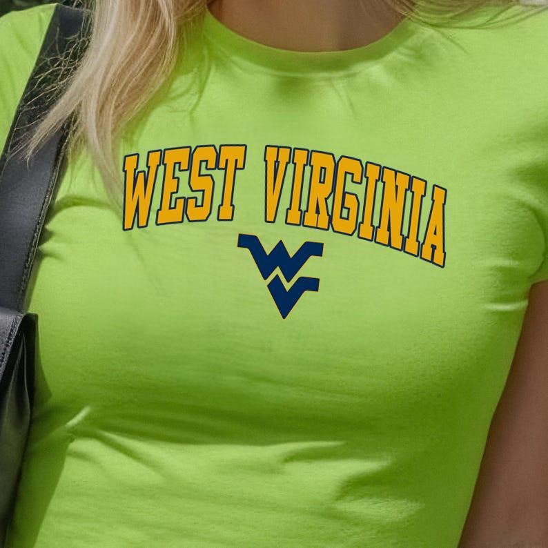 West Virginia Vintage Sport Teams NCAA Collection Unisex Crewneck Black Baby Tee, Graphic Team Collection Baby Tee, Gift For NCAA Fans