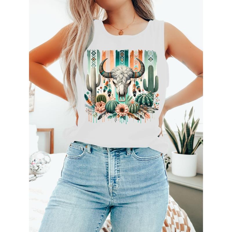 Western - inspired Vest: Buffalo Skull with Cactus Gunpla brand Native Patterns style 02 T-Shirts, Hoodie, Sweatshirt